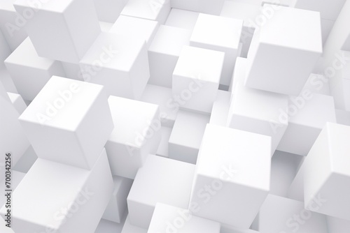 Abstract white cubes background, 3d render illustration, square shape. Generative AI