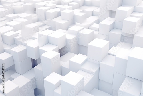 Abstract white cubes background  3d render illustration. Computer digital drawing. Generative AI