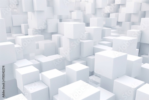 Abstract white cubes background, 3d render illustration, square shape. Generative AI