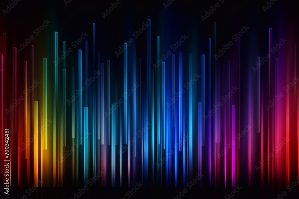 Abstract colorful lines on dark background.  illustration for your design. Generative AI