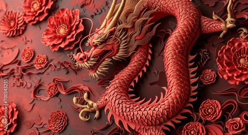 chinese new year background with colorful dragon