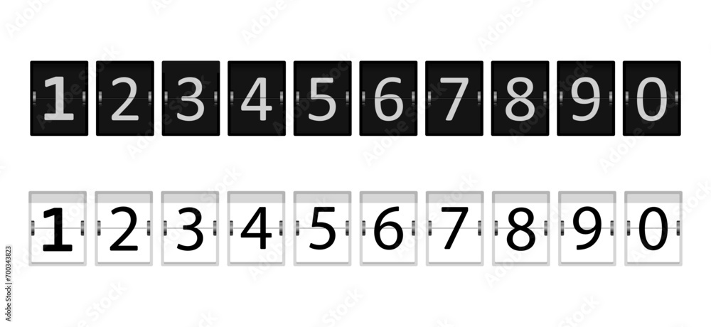 Set of flip clock numbers. Countdown numbers flip counter set. Flip clock in retro style. white and black flip clock on white isolated background eps10 Set of flip clock numbers. Countdown numbers flip counter set. Flip clock in retro style. white and black flip clock on white isolated background eps10