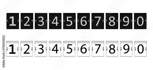 Set of flip clock numbers. Countdown numbers flip counter set. Flip clock in retro style. white and black flip clock on white isolated background eps10