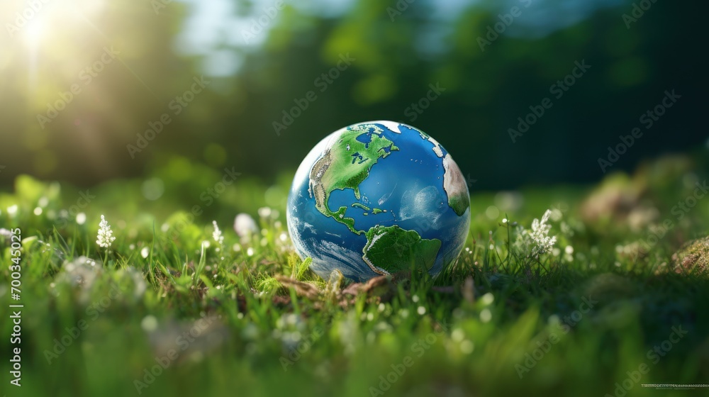 The photograph shows a close-up of the globe. It is a visual narrative that resonates with life, ecology and a call for global conservation.