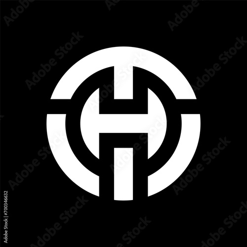 Letter TH or HT circle monogram logo