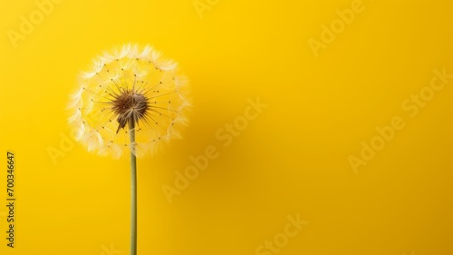 Creative background made of yellow dandelion against same color background