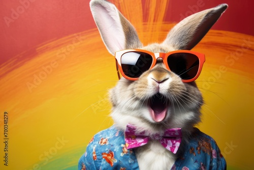 Cool Easter bunny in a suit with sunglasses.