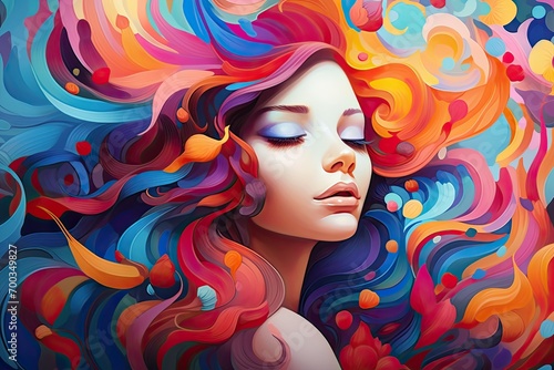 Colorful illustration of a beautiful woman. Creative concept. © Simon