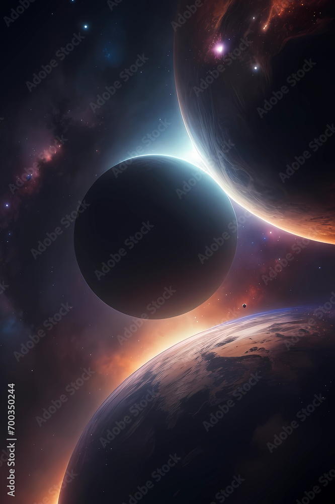 Fototapeta premium Beautiful deep space background. Dark planet wallpaper