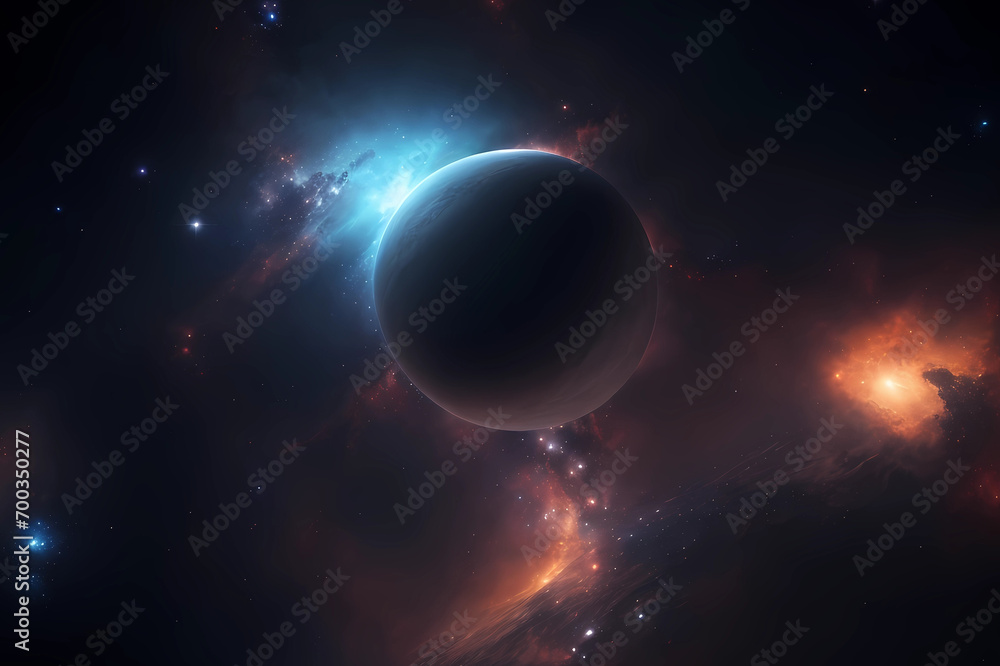 Obraz premium Beautiful deep space background. Dark planet wallpaper