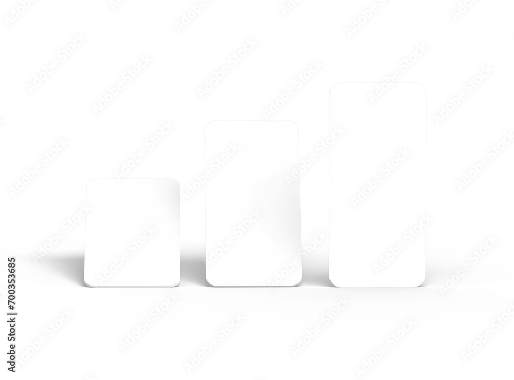 Blank separated mobile phone screens for ui ux app presentation on transparent background. Blank separated mobile phone screens for ui ux app presentation on transparent background.