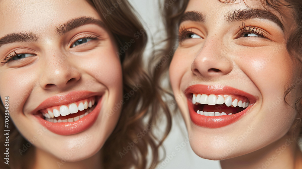 Attractive woman of different nationalities with smooth skin and healthy white teeth Attractive woman of different nationalities with smooth skin and healthy white teeth