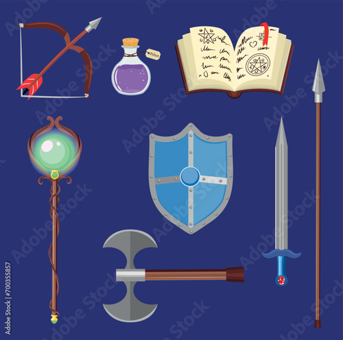 set de ilustraciones vectoriales de armas para juegos de rol