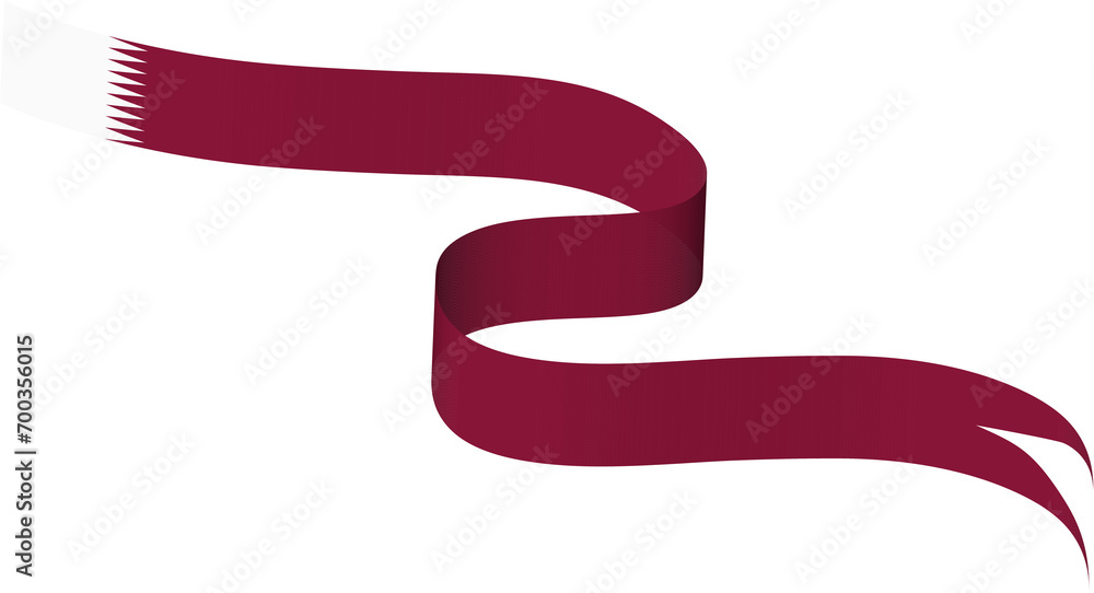 Qatar National Flag Wavy Ribbon Qatar National Flag Wavy Ribbon