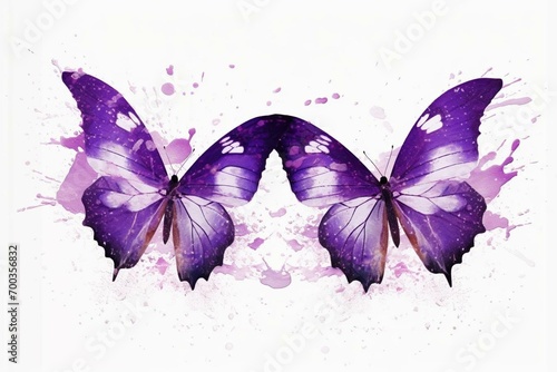 two purple butterflies on a white background. Generative AI