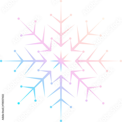Snowflake sign pastel gradient color. Christmas decoration. Vector illustration