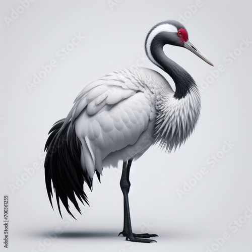 red-crowned crane, Grulla de Manchuria, Grus japonensis, grulla de corona roja, gracefully, elegance, журавль с красной короной, isolated White background 