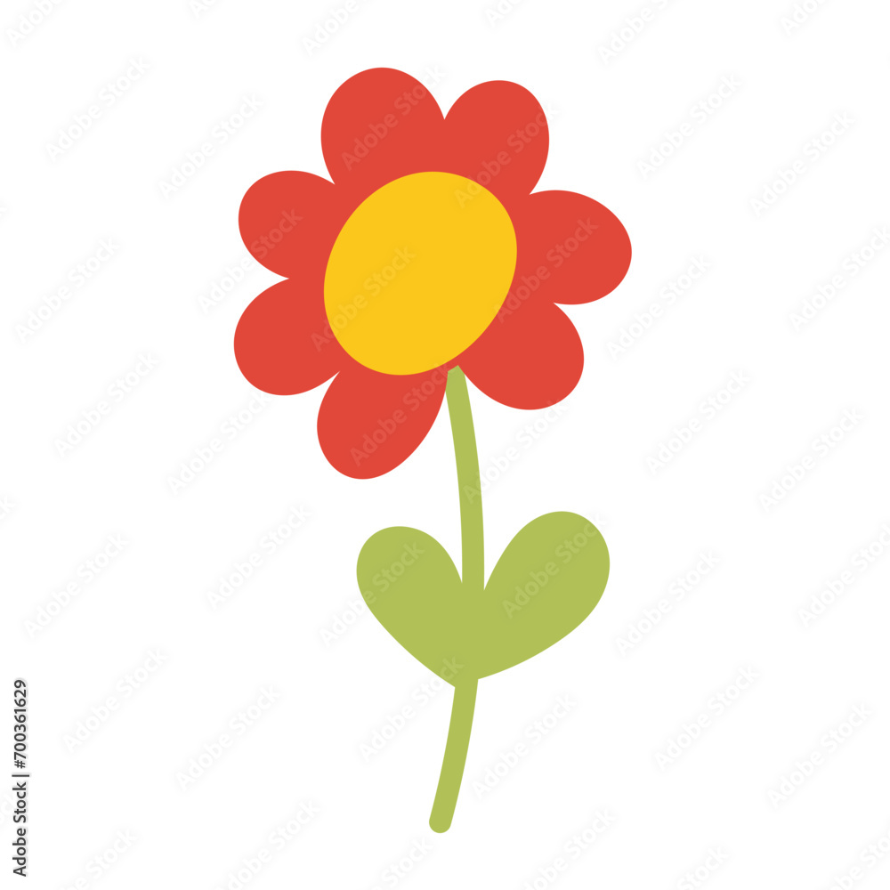 Doodle flower in cartoon style isolated on white background. Hand drawn plant element for baby and kids design. Vector illustration Doodle flower in cartoon style isolated on white background. Hand drawn plant element for baby and kids design. Vector illustration