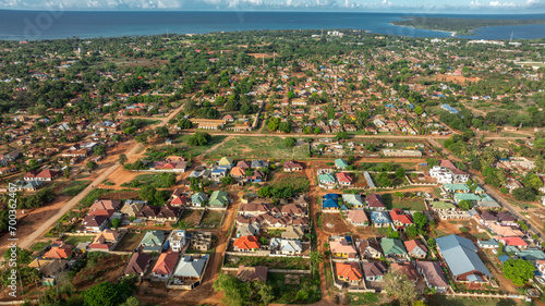 Aerial view of Mtwara historical town in south of Tanzania