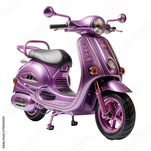 Motocicleta eléctrica de color violeta. Vehículo urbano ecológico. photo