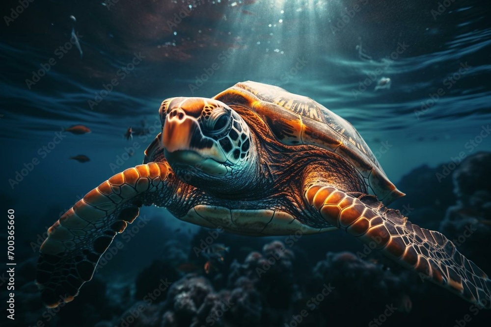 Underwater sea turtle strange marine animal underwater turtle ...