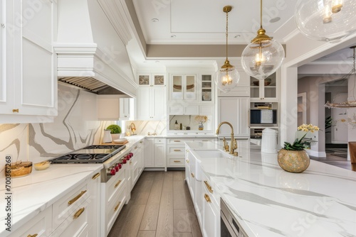 Interior of modern chic kitchen with classic details