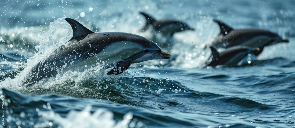Fototapeta premium Dolphins in the water.