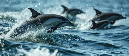 Dolphins in the water. © TheWaterMeloonProjec