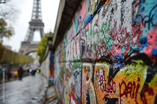 Paris at night with Graffiti wall © Patrick