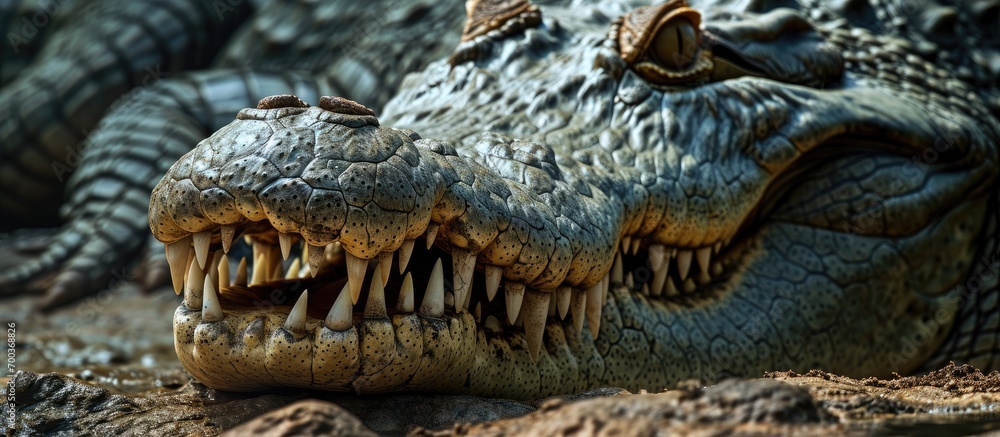 Obraz premium giant crocodile's hungry mouth