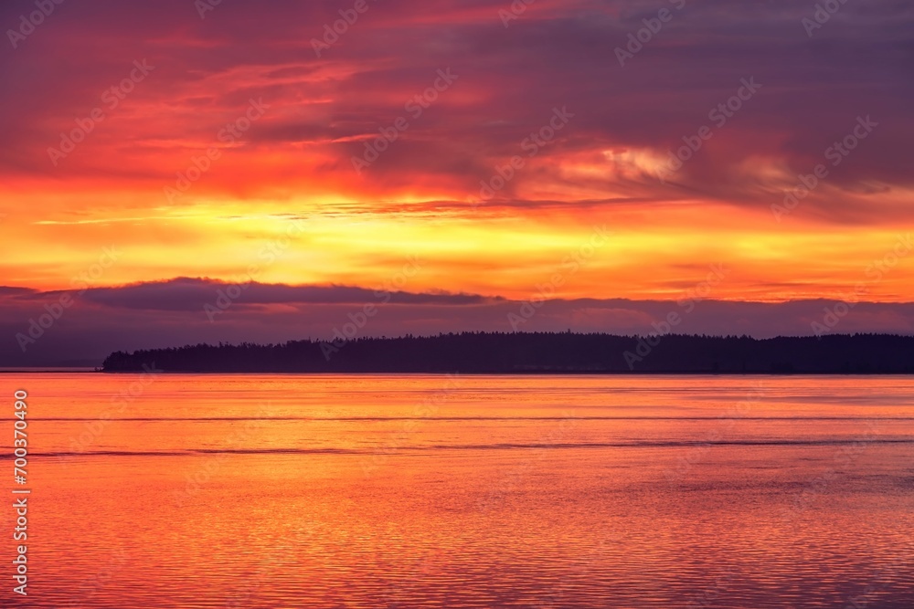 Panoramic Sunrise Glowing Over The Ocean