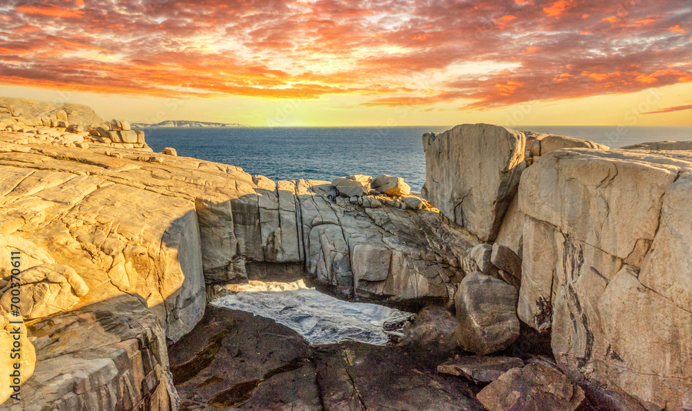 Natural Bridge at sunset Torndirrup National Park Albany Western Australia WA