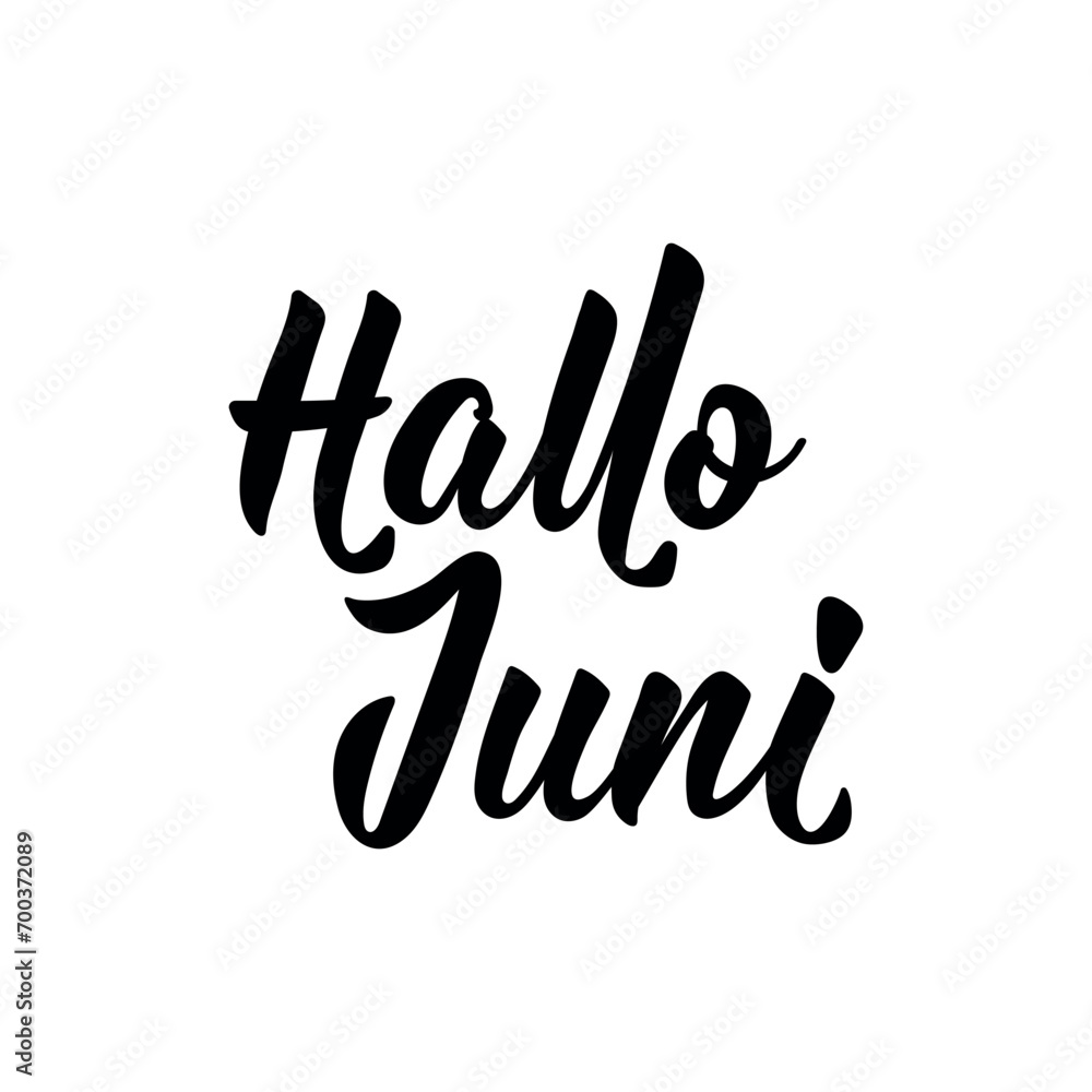 Obraz premium German text: Hello, June. Lettering. Banner. Calligraphy vector illustration.