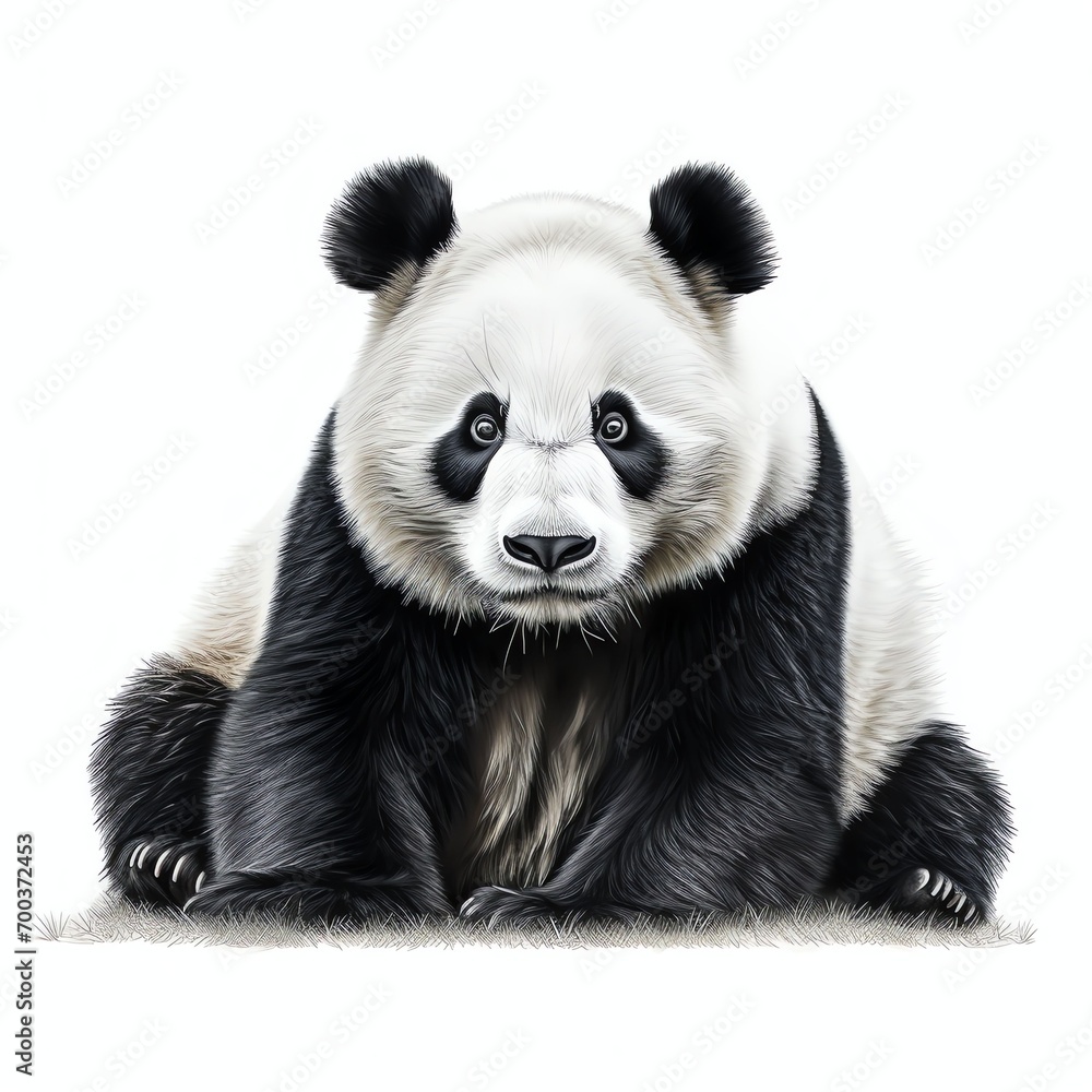 Fototapeta premium panda bear isolated on white background, realistic photo studio image