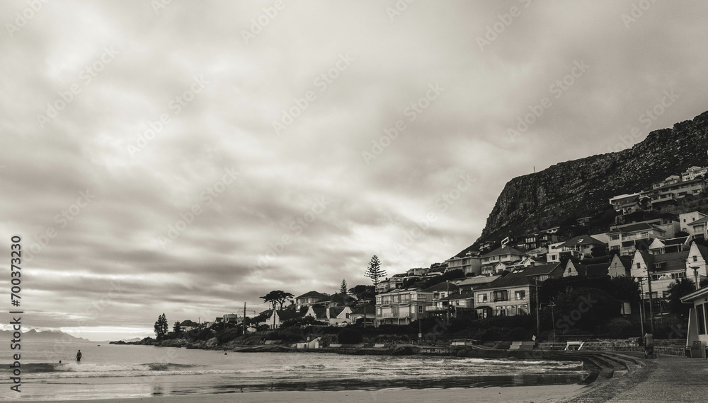 A stunning mountain view at Fish Hoek Beach, South Africa