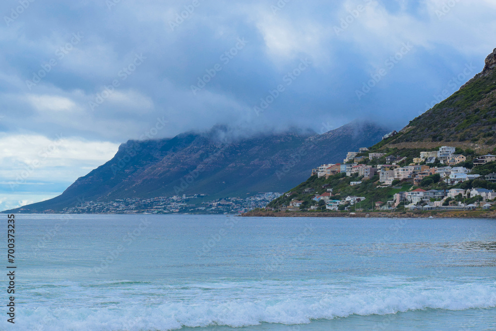 A stunning mountain view at Fish Hoek Beach, South Africa