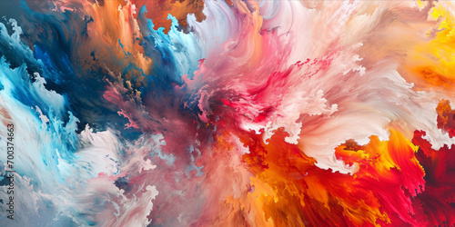 A dynamic abstract mix of blue, red, and orange hues with a fluid and fiery texture.