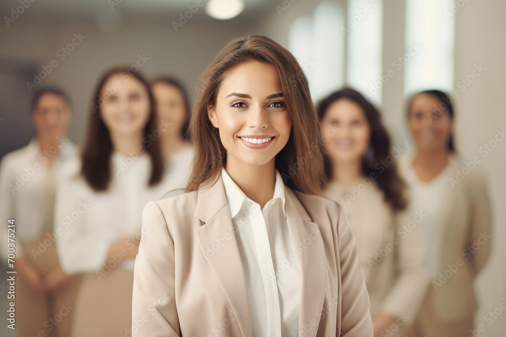 Women powerful business team leader smiling at camera