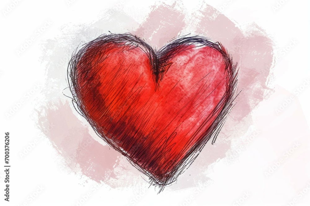 Abstract heart drawing in pencil. Background with selective focus and copy space Abstract heart drawing in pencil. Background with selective focus and copy space