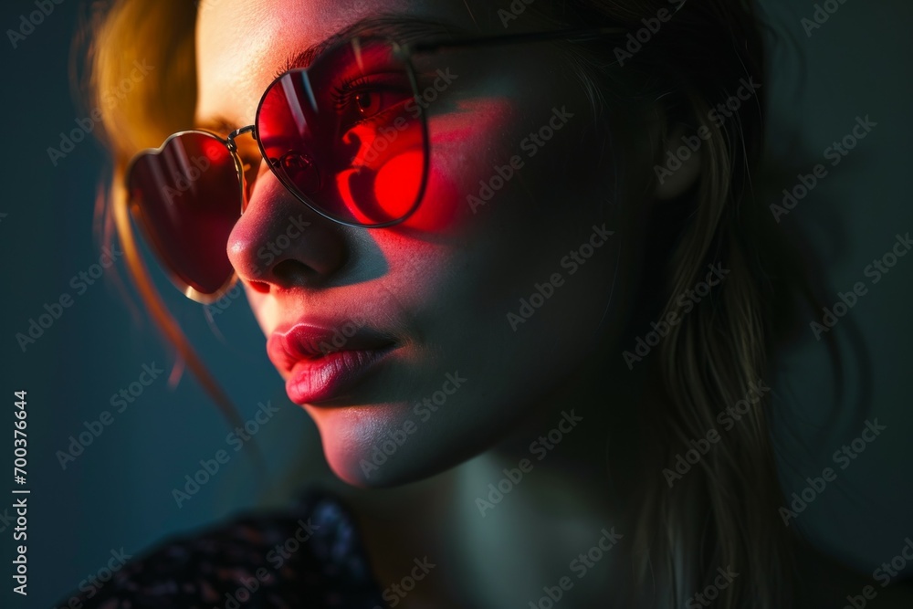 Heart-shaped sunglasses. Backdrop with selective focus and copy space Heart-shaped sunglasses. Backdrop with selective focus and copy space