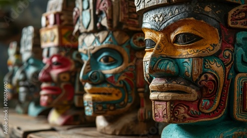 Mexican masks, statues of South American gods, beliefs, spiritual and religious experiences © PhotoHunter
