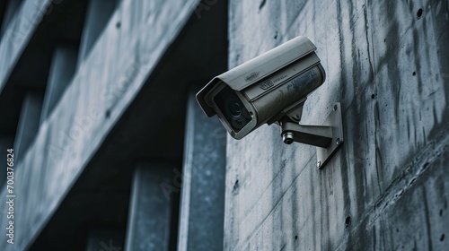 Surveillance camera on the wall of the building. Monitoring and security. Protection of property and territory