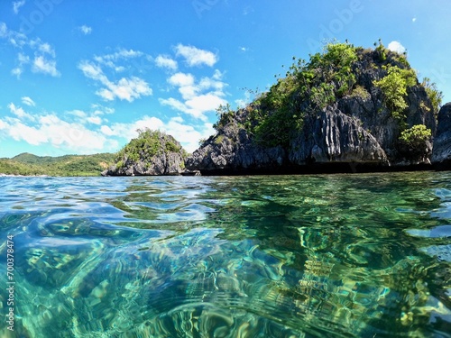 philippines, green, turquoise water and rock cliff