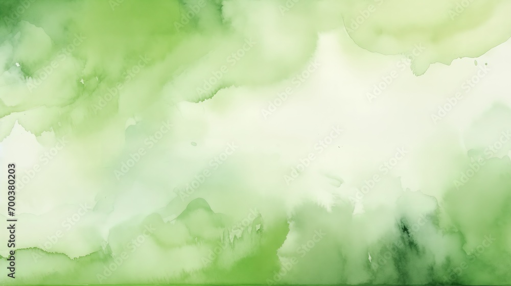 watercolor painting of a green tea color mix white canvas texture background