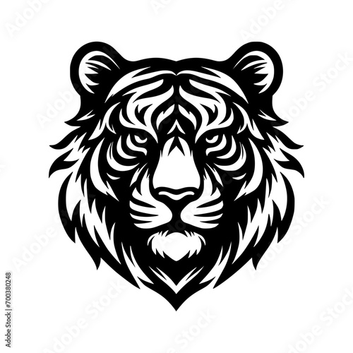 Vector logo of a tiger head. Black and white illustration of a felis head. vector logo for brand, emblem, tattoo