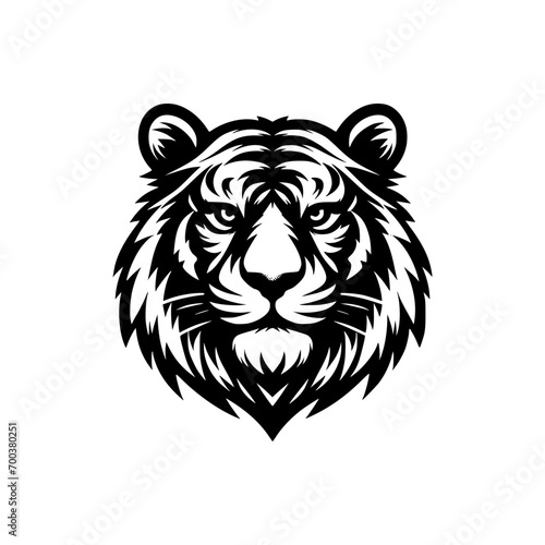 Vector logo of a tiger head. Black and white illustration of a felis head. vector logo for brand, emblem, tattoo