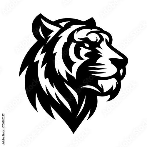 Vector logo of a tiger head. Black and white illustration of a felis head. vector logo for brand, emblem, tattoo