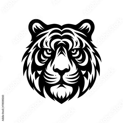 Vector logo of a tiger head. Black and white illustration of a felis head. vector logo for brand, emblem, tattoo