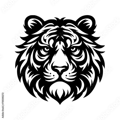 Vector logo of a tiger head. Black and white illustration of a felis head. vector logo for brand, emblem, tattoo