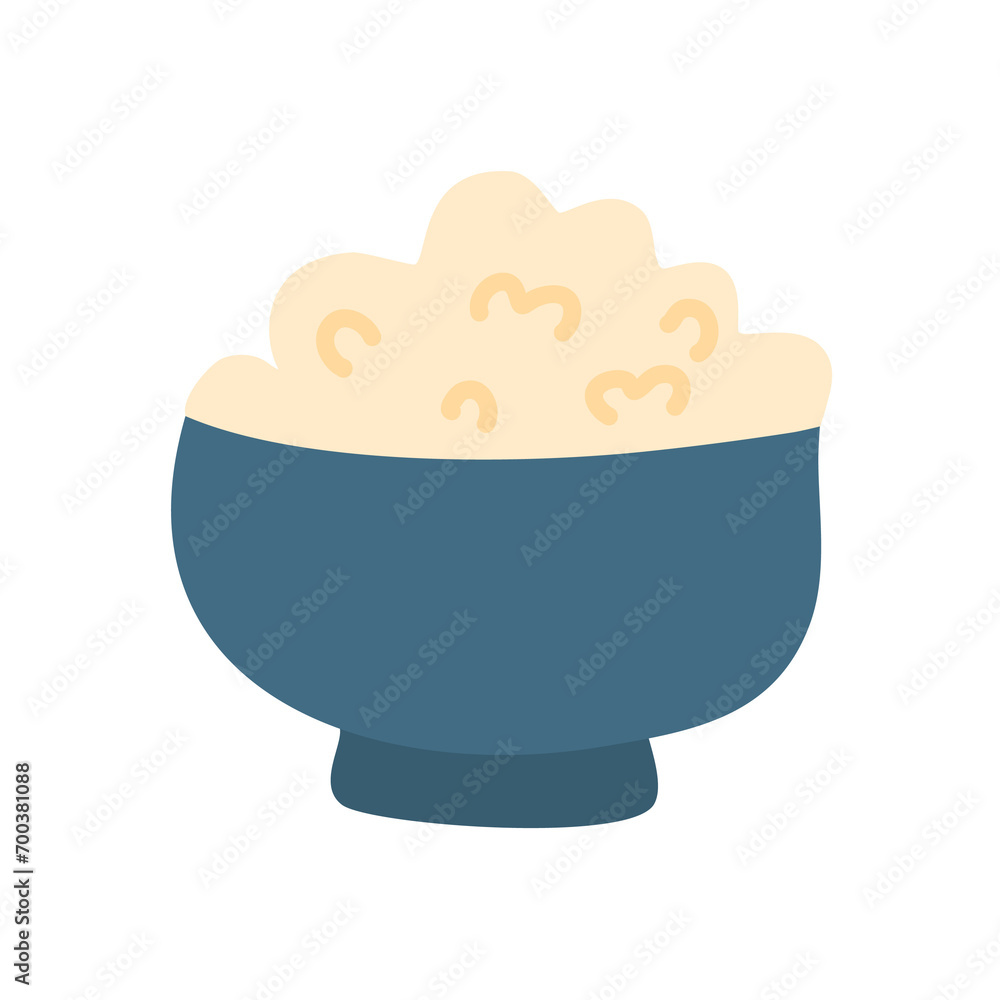 Rice in wooden bowl illustration Rice in wooden bowl illustration